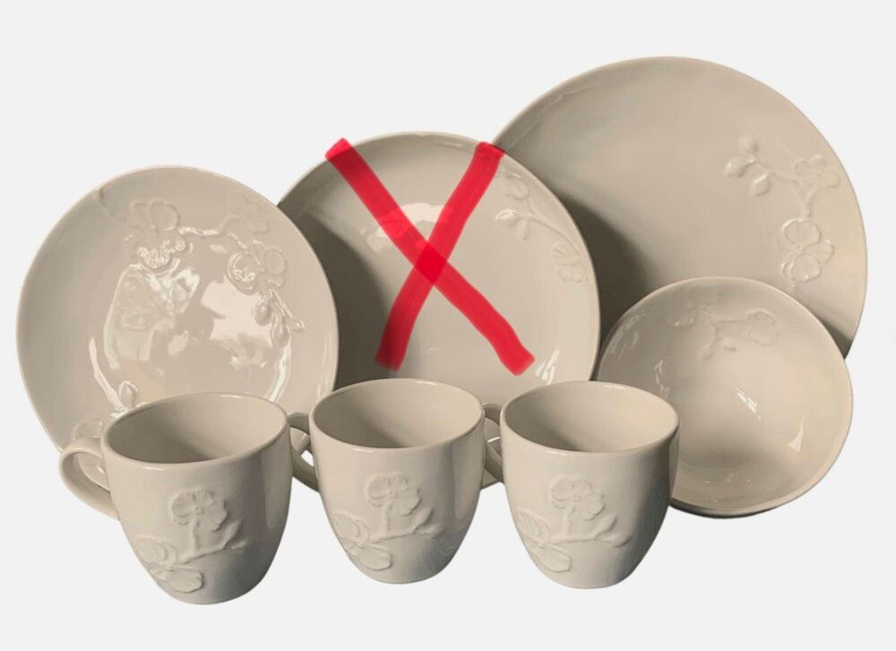 NEW 6 pc Michael Aram White Orchid Stoneware MUGS PLATE BOWL REPLACEMENT SET LOT